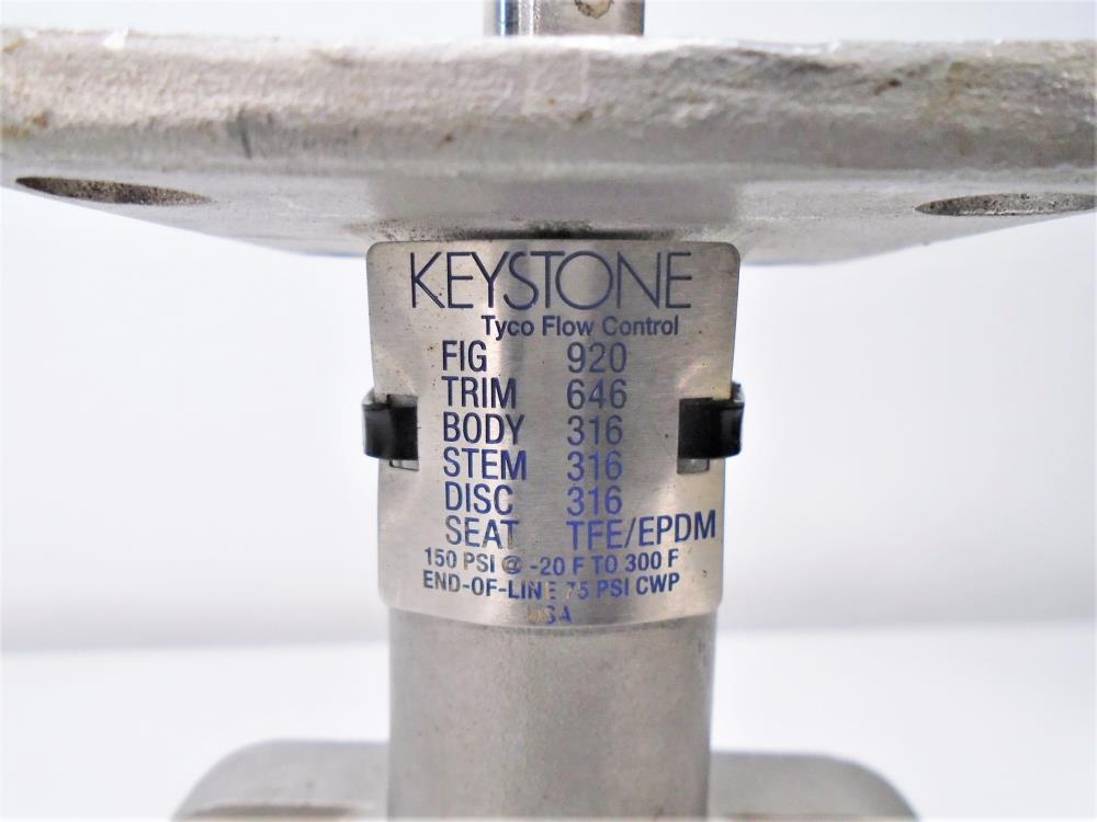 Keystone 4" 150# Stainless Butterfly Valve, Figure# 920